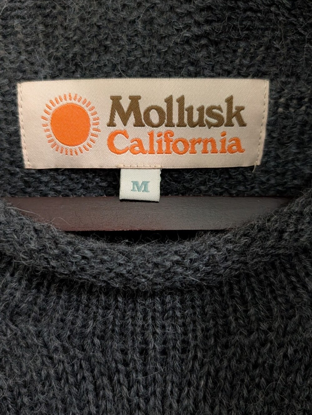 Mollusk California Charcoal Alpaca Knit Roll Neck Fisherman Sweater Medium - Picture 3 of 4